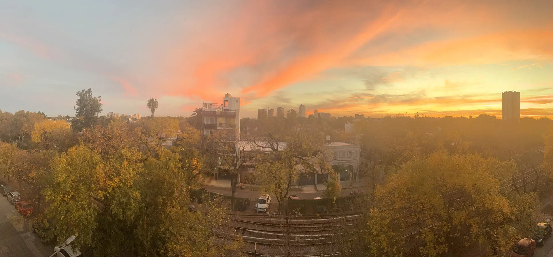 Golden hour over the Tigre delta from the private terrace